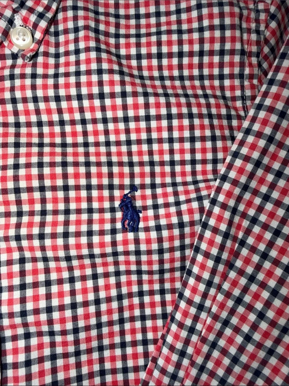 Ralph Lauren Red, Blue & White Checked Button-Down Shirt